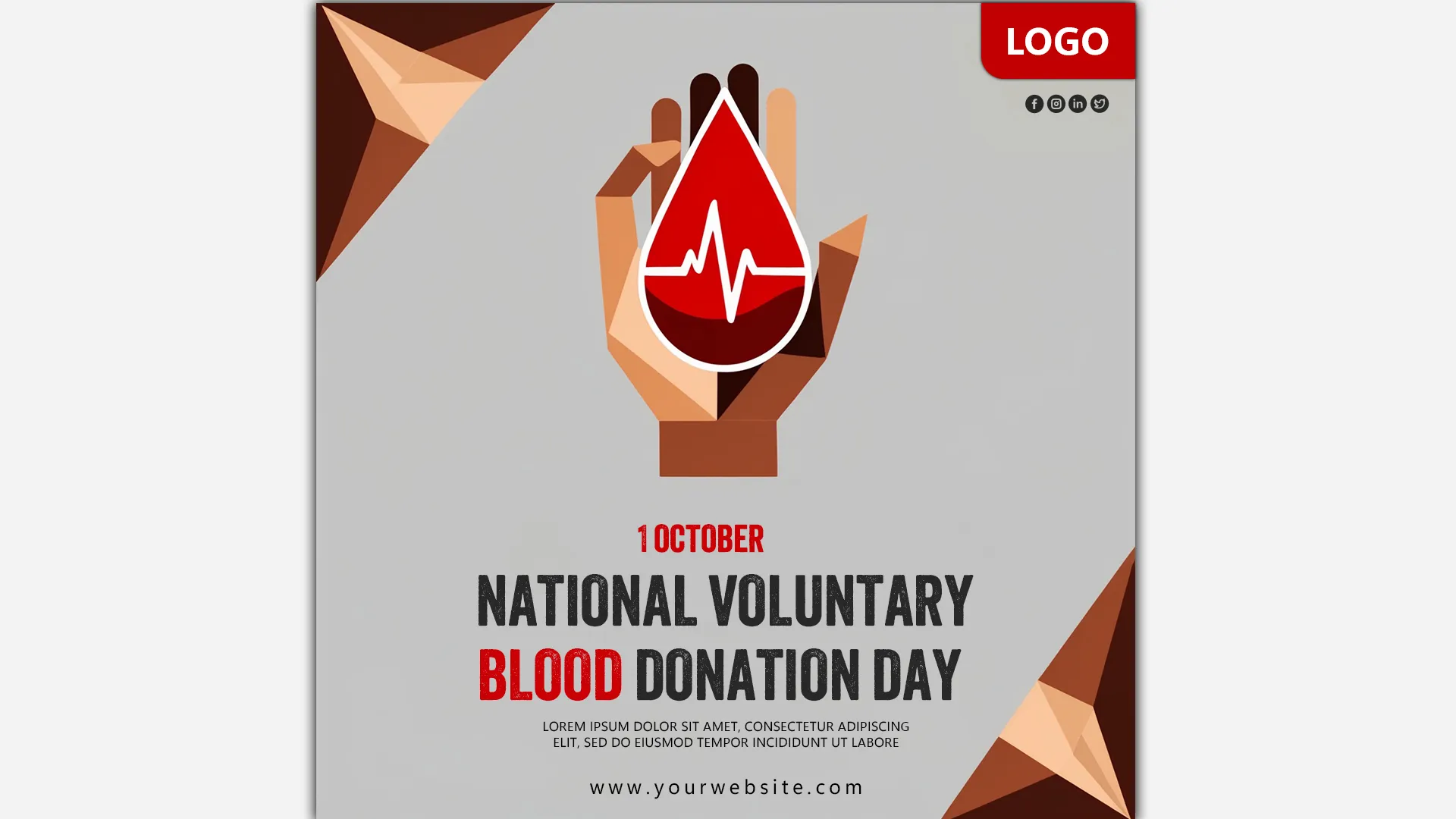 Minimalist Instagram Post Design for 1st October Blood Donation Day